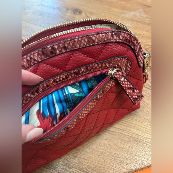 Vintage Sharif Red Quilted Crossbody Bag Chain Strap Leather Luxe Small Purse - Picture 9 of 10